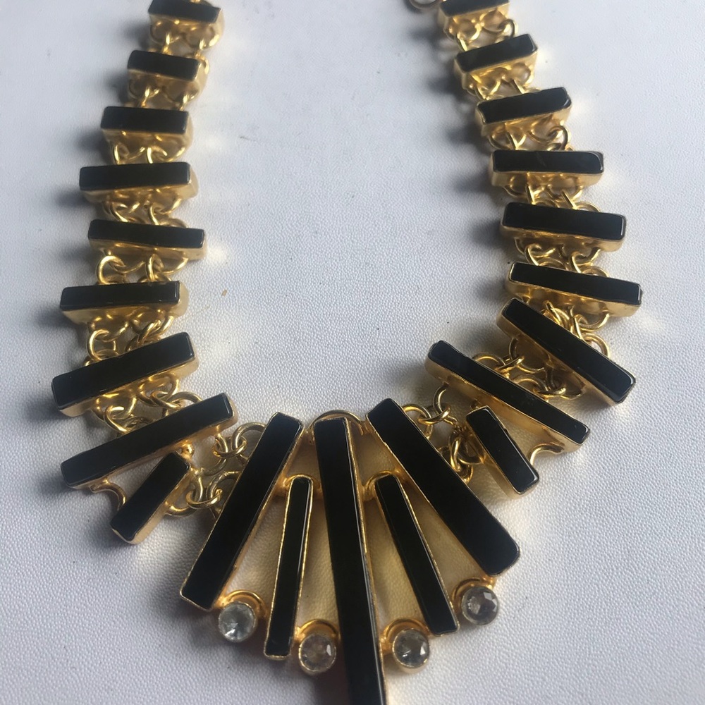 Beautiful onyx and white topaz vermeil necklace - Picture 3 of 3